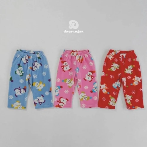 Dae Sung Sa - Korean Children Fashion - #childrensboutique - Snowman Fleece Sleeping Pants