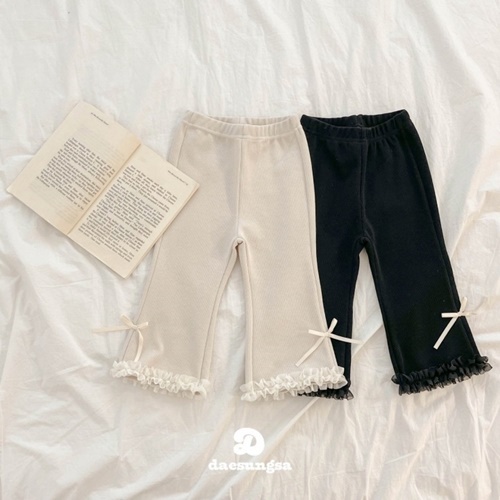 Dae Sung Sa - Korean Children Fashion - #designkidswear - Lace Ribbon Bootscut Pants