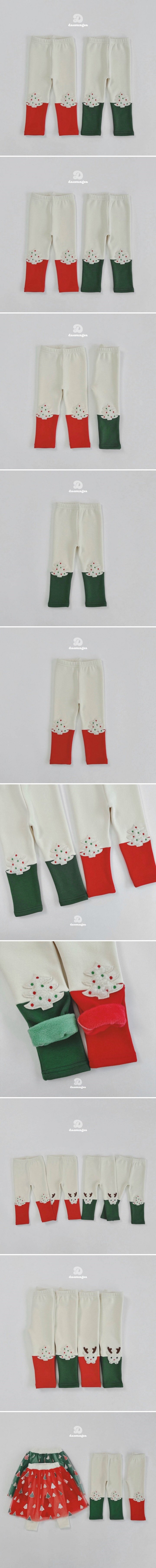 Dae Sung Sa - Korean Children Fashion - #fashionkids - Fleece Tree Two Tone Leggings - 2