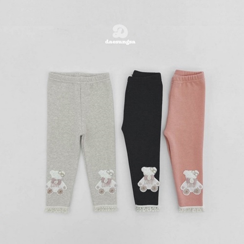 Dae Sung Sa - Korean Children Fashion - #kidsstore - Fleece Love Bear Leggings