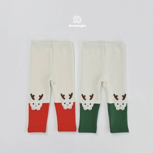 Dae Sung Sa - Korean Children Fashion - #kidzfashiontrend - Fleece Rudolph Two Tone Leggings