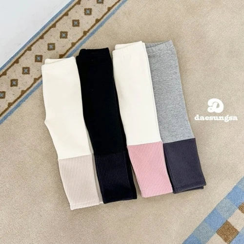 Dae Sung Sa - Korean Children Fashion - #magicofchildhood - Fleece Veloure Two Tone Leggings