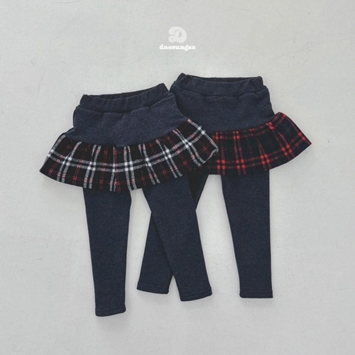 Dae Sung Sa - Korean Children Fashion - #minifashionista - Fleece Check Cancan Skirt Leggings