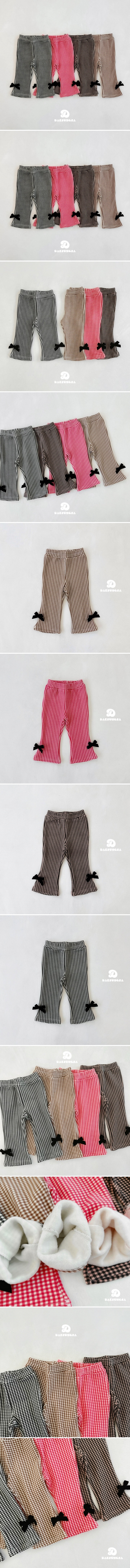 Dae Sung Sa - Korean Children Fashion - #todddlerfashion - Mink Check Ribbon Bootscut Pants - 2