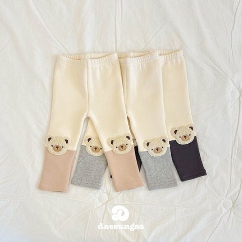 Dae Sung Sa - Korean Children Fashion - #todddlerfashion - Fleece Bear Colored Leggings