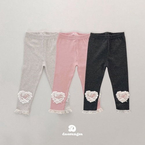 Dae Sung Sa - Korean Children Fashion - #toddlerclothing - Ribbon Pink Heart Leggings