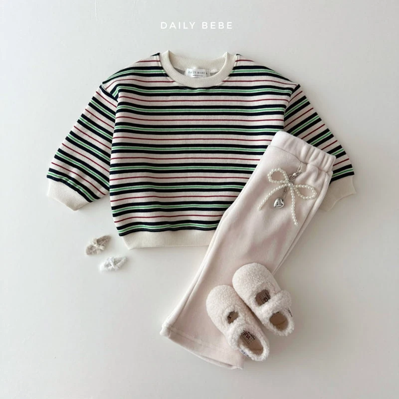 Daily Bebe - Korean Children Fashion - #Kfashion4kids - Multi Stripe Sweatshirts - 6