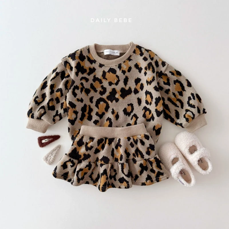 Daily Bebe - Korean Children Fashion - #Kfashion4kids - Leopard Skirt Set - 5