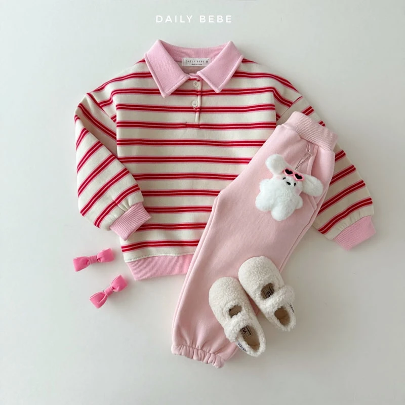 Daily Bebe - Korean Children Fashion - #Kfashion4kids - Collar Stripe Sweatshirts - 8