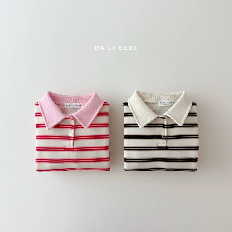 Daily Bebe - Korean Children Fashion - #childrensboutique - Collar Stripe Sweatshirts