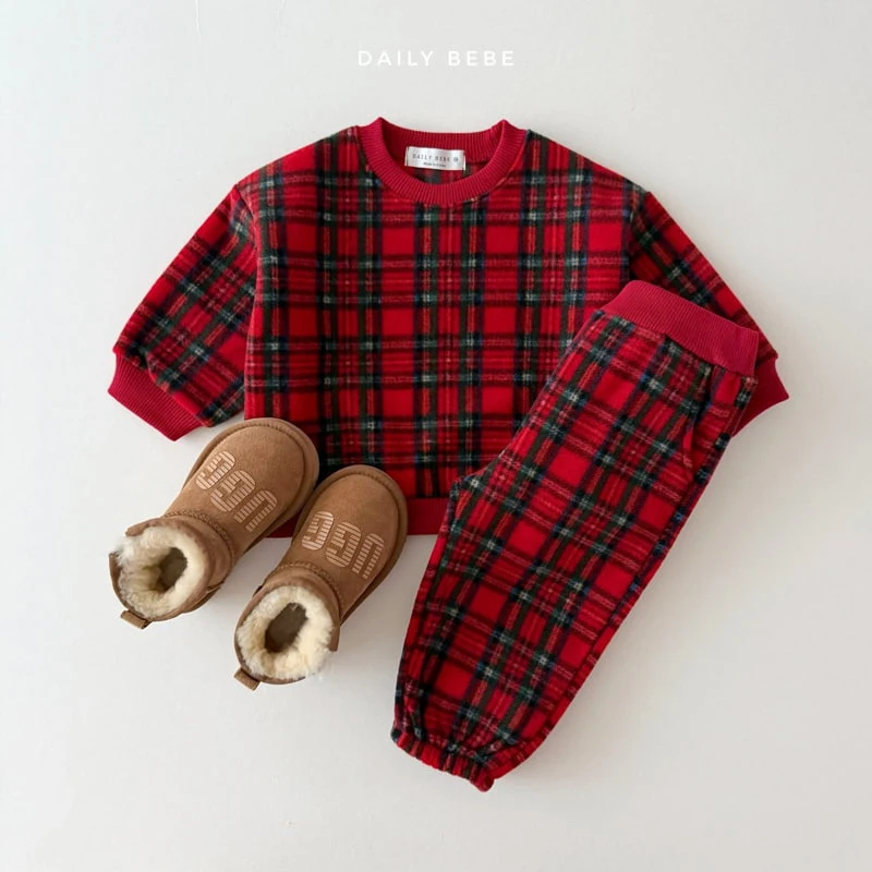 Daily Bebe - Korean Children Fashion - #discoveringself - Check Fleece Sweatshirts - 6