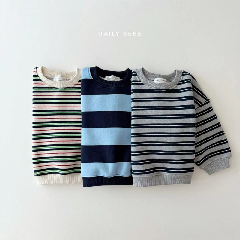 Daily Bebe - Korean Children Fashion - #discoveringself - Multi Stripe Sweatshirts