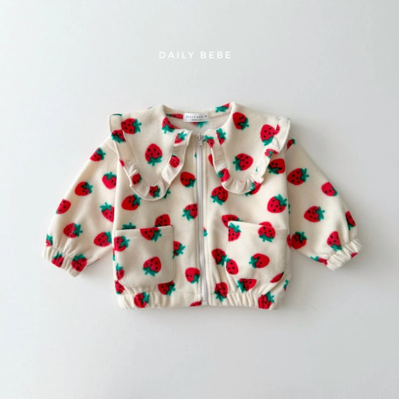 Daily Bebe - Korean Children Fashion - #fashionkids - Frill Fleece Zip-up Jacket - 5