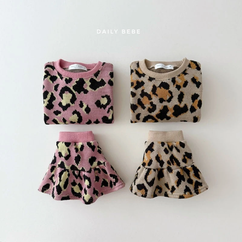 Daily Bebe - Korean Children Fashion - #fashionkids - Leopard Skirt Set