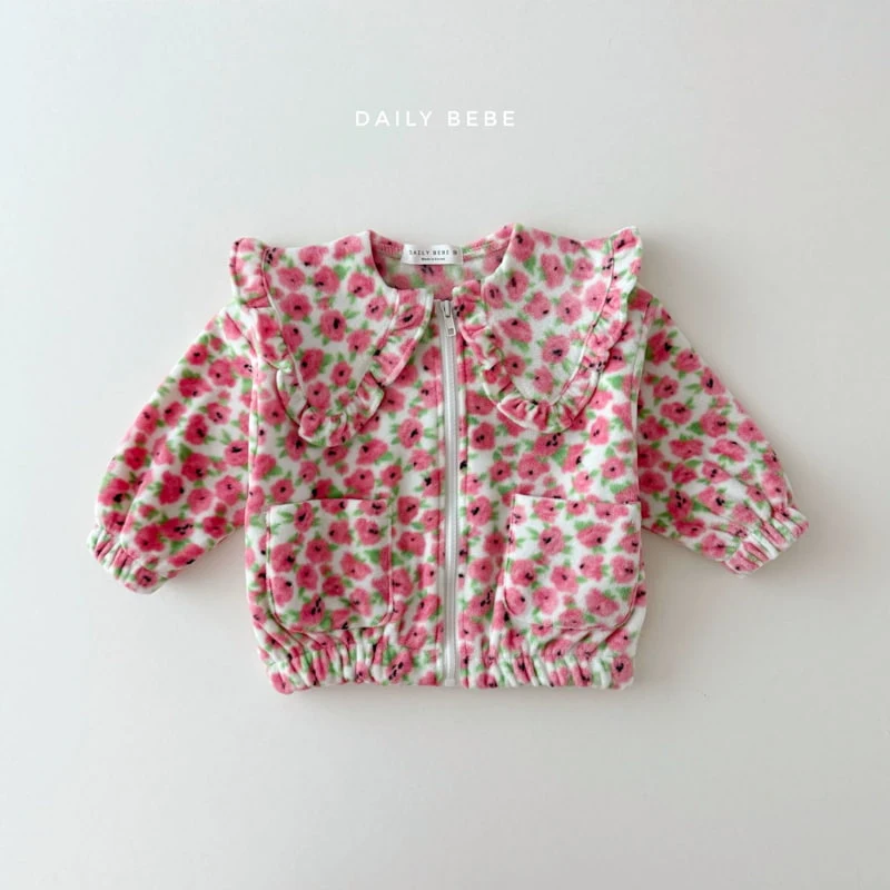 Daily Bebe - Korean Children Fashion - #kidsshorts - Frill Fleece Zip-up Jacket - 6