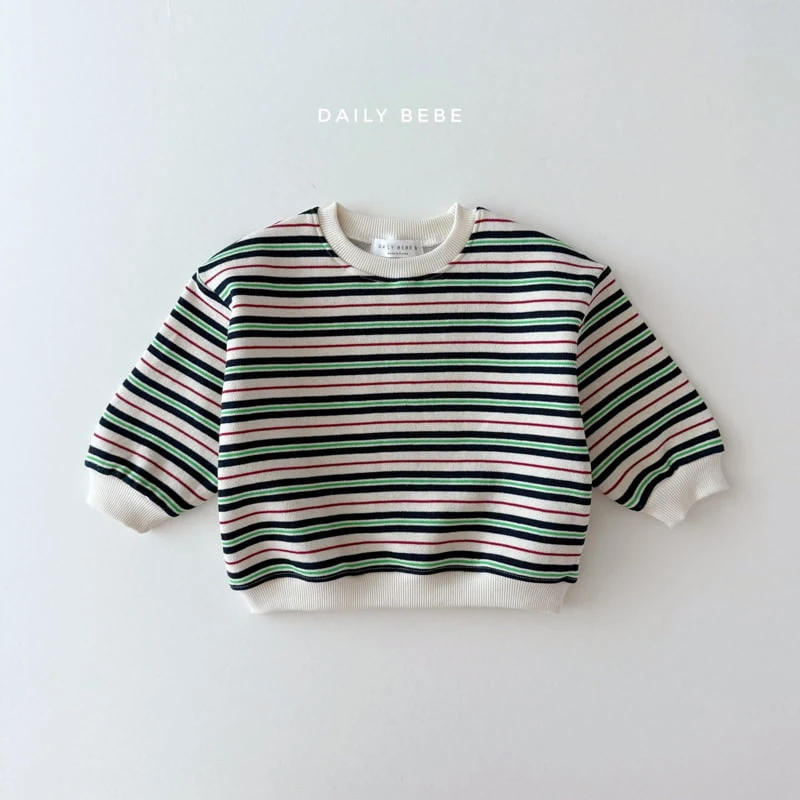 Daily Bebe - Korean Children Fashion - #kidsshorts - Multi Stripe Sweatshirts - 4