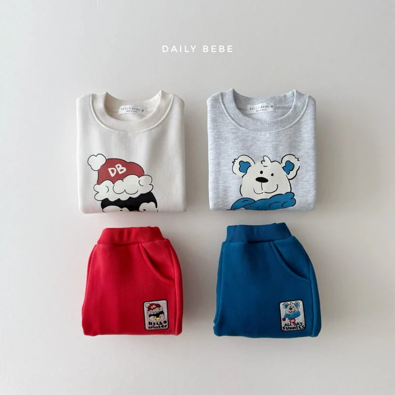 Daily Bebe - Korean Children Fashion - #kidzfashiontrend - Penguin White Bear Top Bottom Set