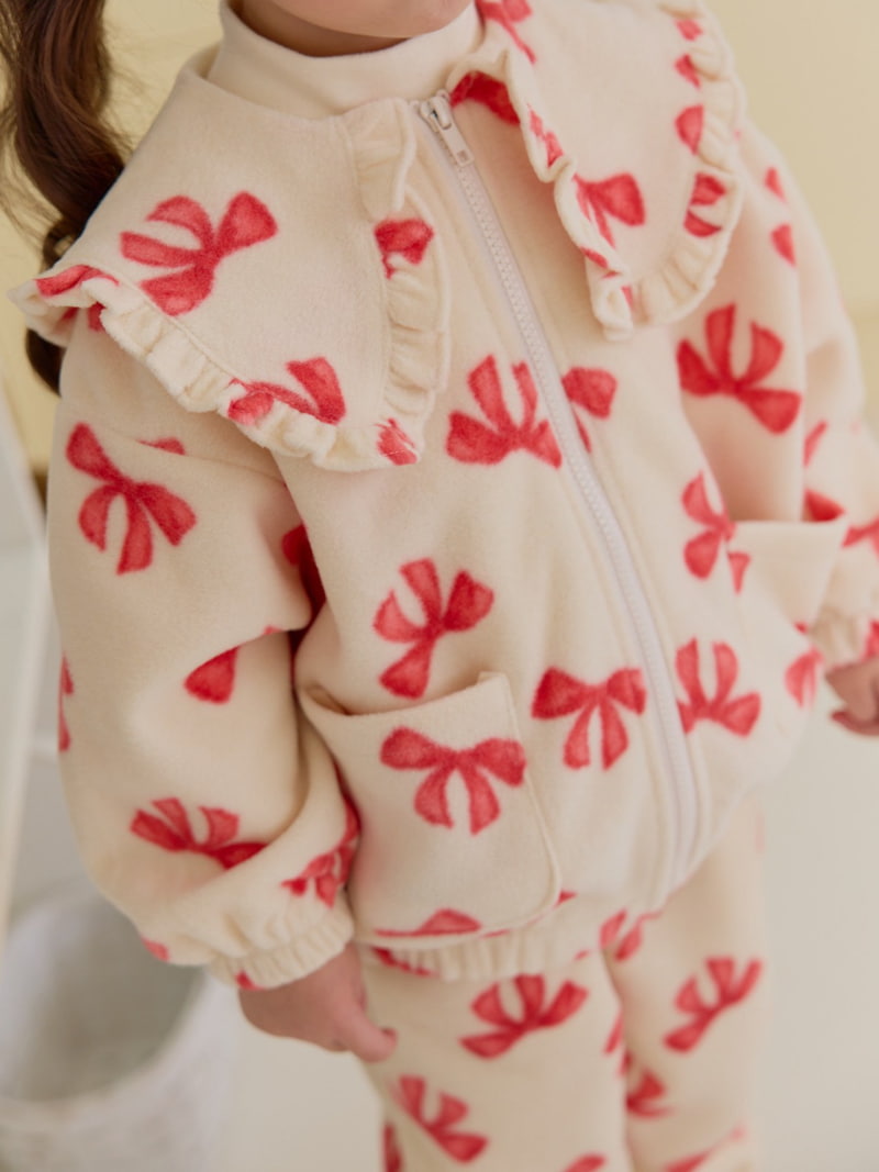 Daily Bebe - Korean Children Fashion - #littlefashionista - Frill Fleece Zip-up Jacket - 10