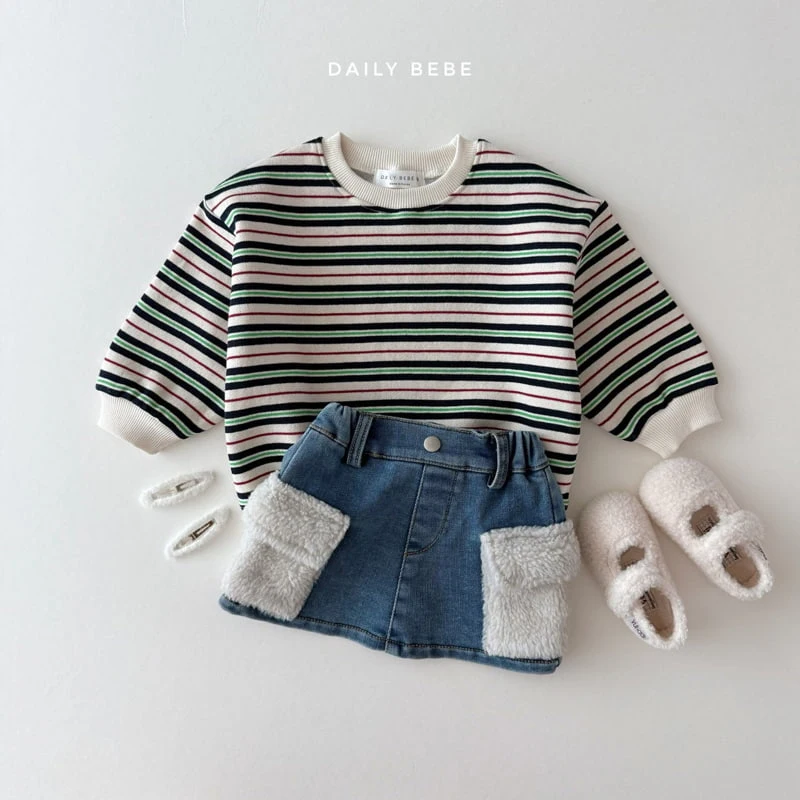 Daily Bebe - Korean Children Fashion - #littlefashionista - Multi Stripe Sweatshirts - 7