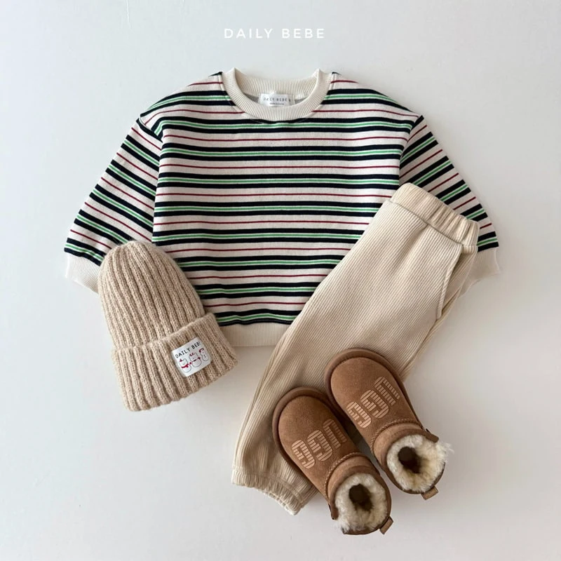 Daily Bebe - Korean Children Fashion - #magicofchildhood - Multi Stripe Sweatshirts - 8