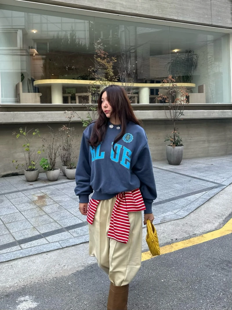 Dailyjud - Korean Women Fashion - #romanticstyle - Blue Sweatshirts - 6