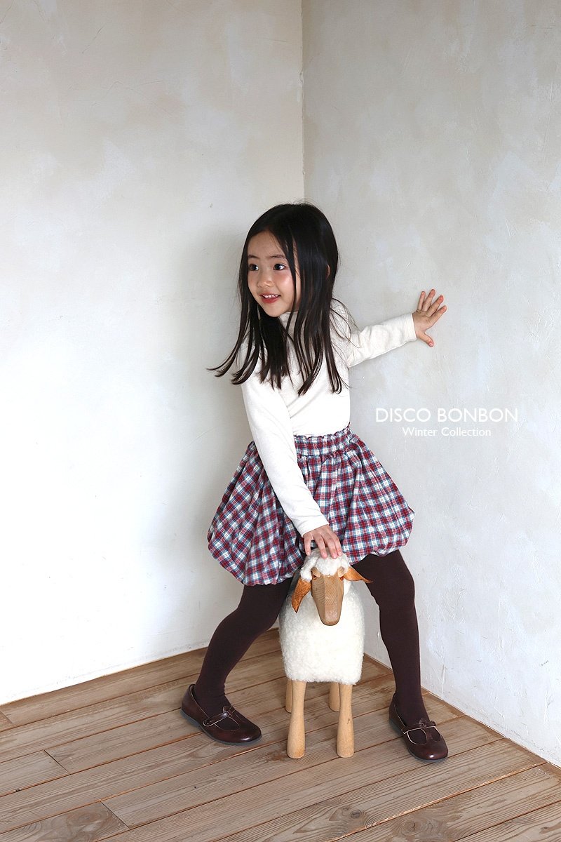 Disco Bonbon - Korean Children Fashion - #kidzfashiontrend - Plaid Balloon Skirt - 4