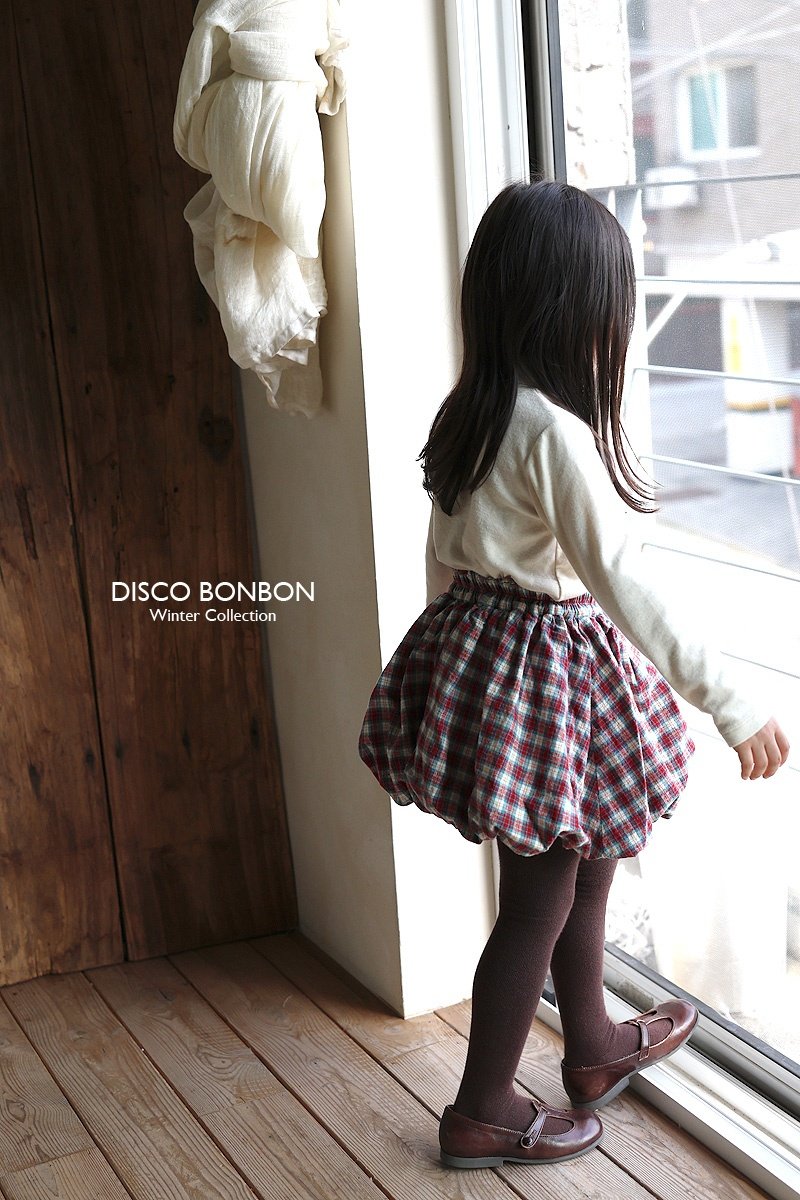 Disco Bonbon - Korean Children Fashion - #littlefashionista - Plaid Balloon Skirt - 5