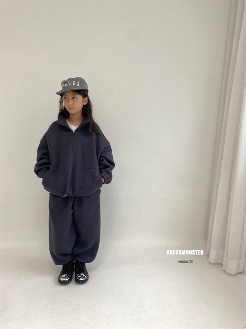 Dress Monster - Korean Children Fashion - #minifashionista - Line Pocket Half Zip-up