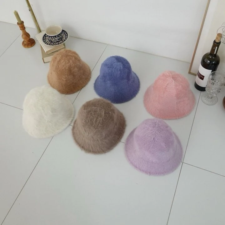 Eeiitt - Korean Women Fashion - #momslook - Pompom Angora Bucket Hat