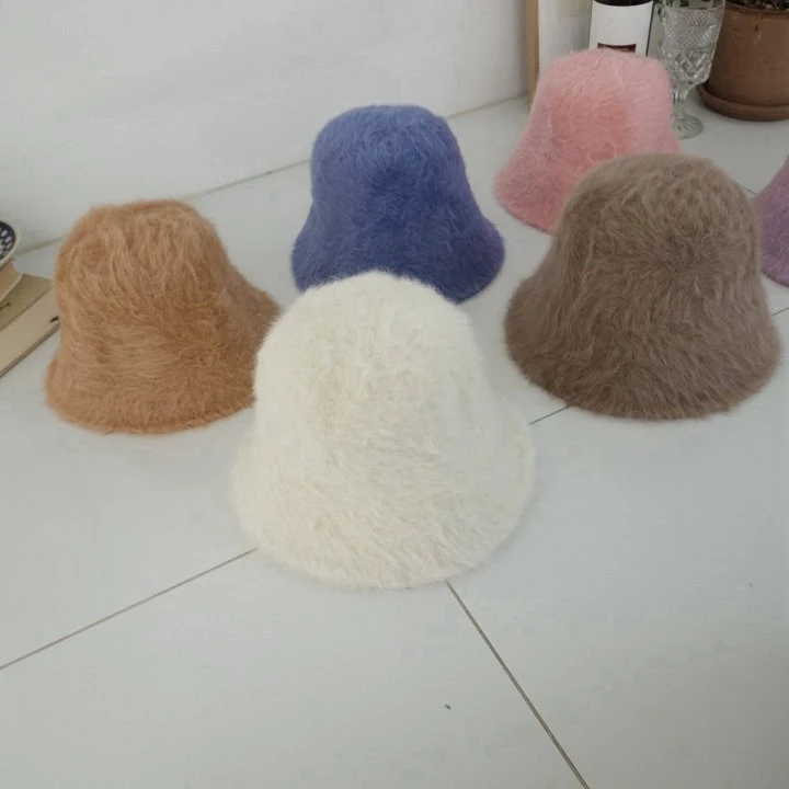 Eeiitt - Korean Women Fashion - #momslook - Pompom Angora Bucket Hat - 11