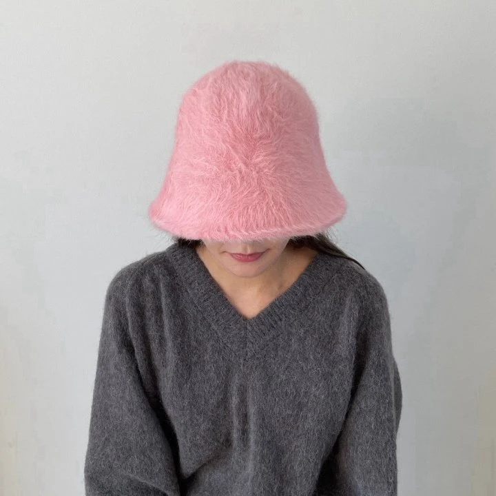 Eeiitt - Korean Women Fashion - #momslook - Pompom Angora Bucket Hat - 7