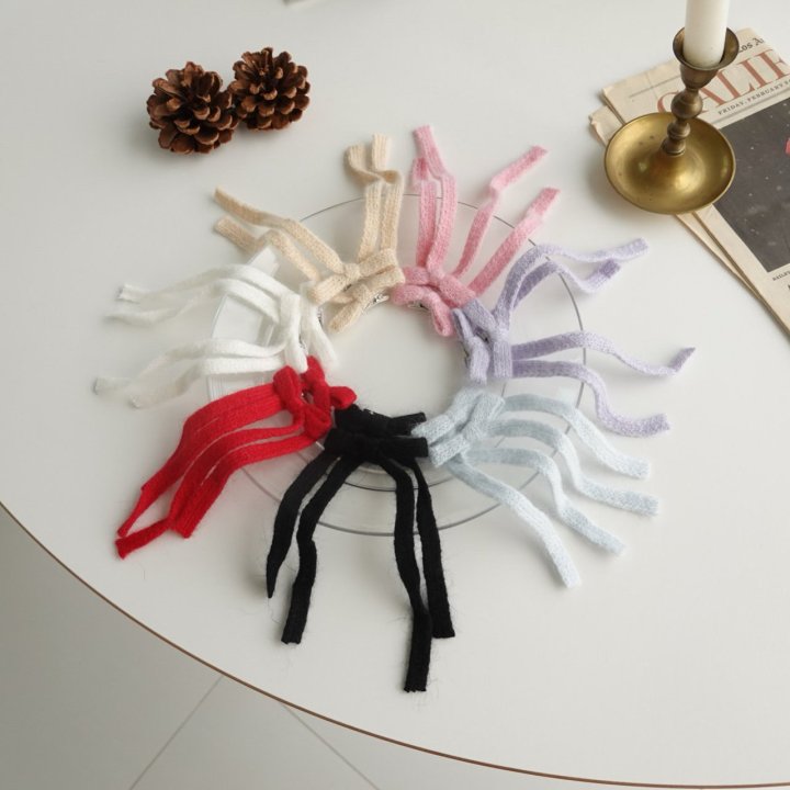 Eeiitt - Korean Women Fashion - #momslook - Knit Long Ribbon Hairpin