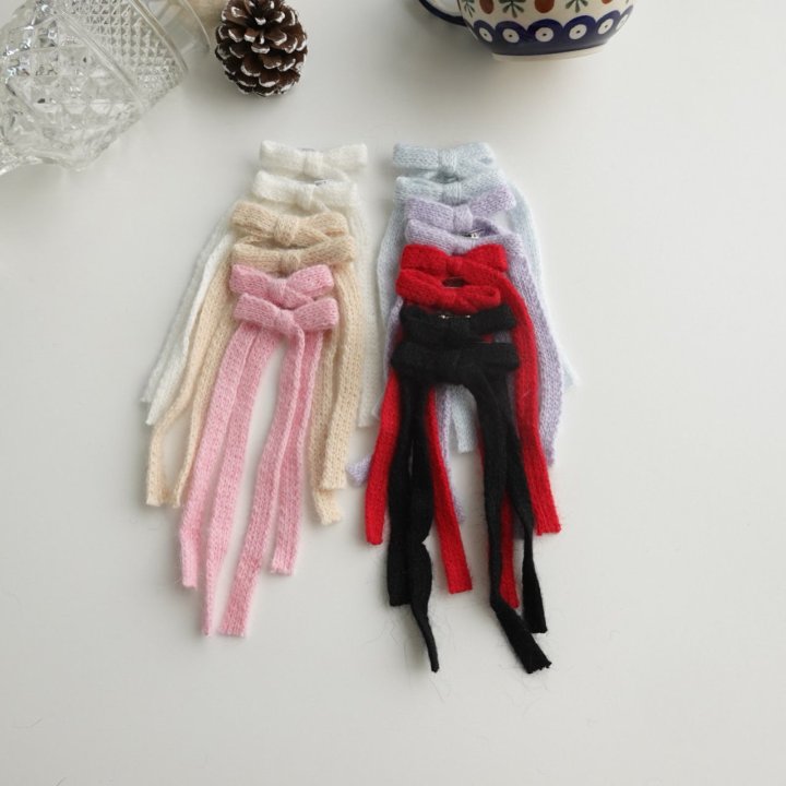 Eeiitt - Korean Women Fashion - #momslook - Knit Long Ribbon Hairpin - 11