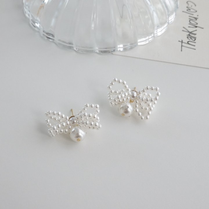 Eeiitt - Korean Women Fashion - #momslook - Ball Butterfly Earring - 3