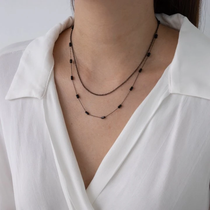 Eeiitt - Korean Women Fashion - #momslook - Block Double Necklace - 3