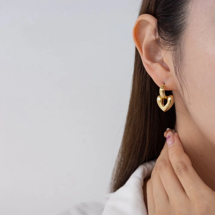 Eeiitt - Korean Women Fashion - #restrostyle - Peach Drop Heart Earring - 8