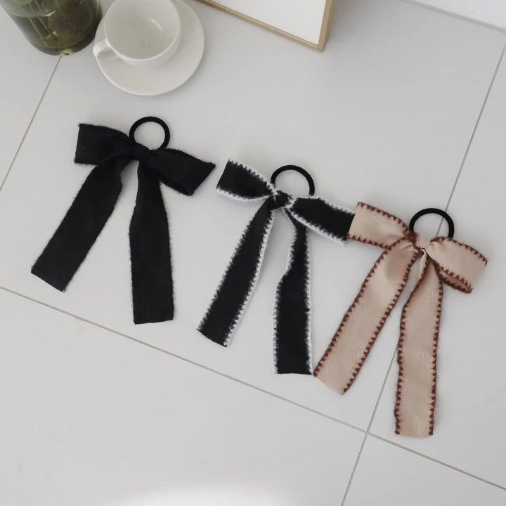 Eeiitt - Korean Women Fashion - #restrostyle - Rose Pattern Ribbon Hair Scrunchies