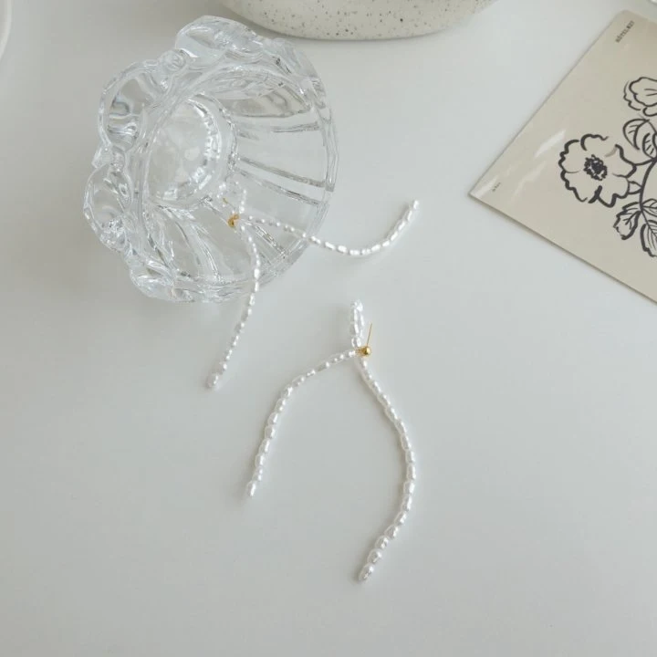 Eeiitt - Korean Women Fashion - #restrostyle - Half Ribbon Long Drop Earring - 4