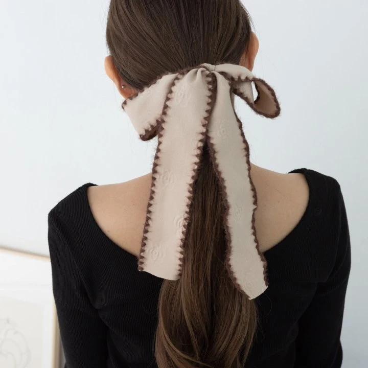 Eeiitt - Korean Women Fashion - #romanticstyle - Rose Pattern Ribbon Hair Scrunchies - 2