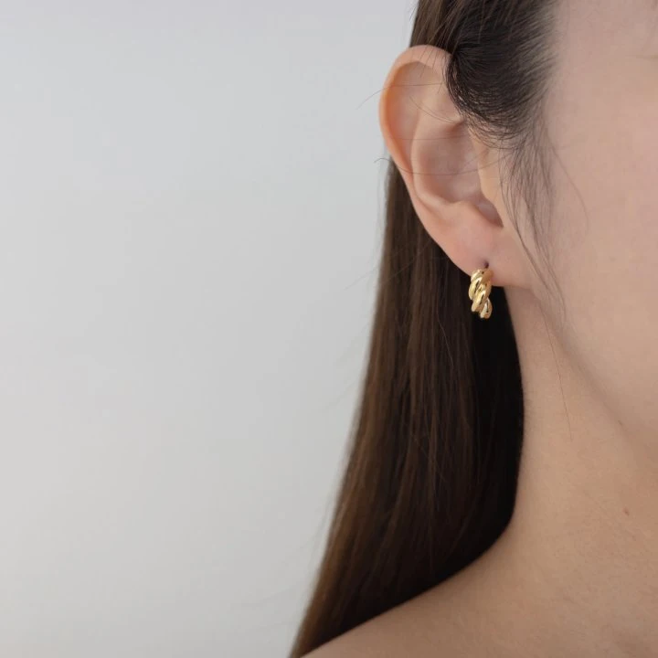 Eeiitt - Korean Women Fashion - #womensfashion - Half Twist Earring - 9