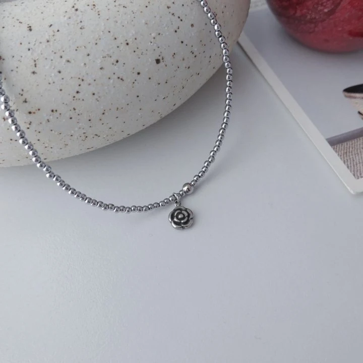 Eeiitt - Korean Women Fashion - #momslook - Mini Rose Surgical Beads Necklace - 4