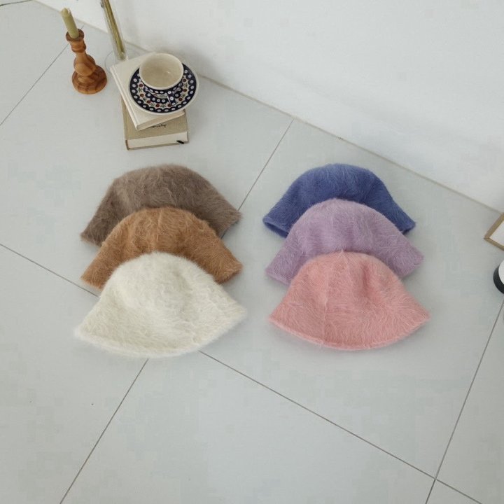 Eeiitt - Korean Women Fashion - #womensfashion - Pompom Angora Bucket Hat - 10