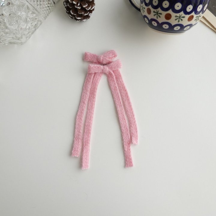 Eeiitt - Korean Women Fashion - #momslook - Knit Long Ribbon Hairpin - 4