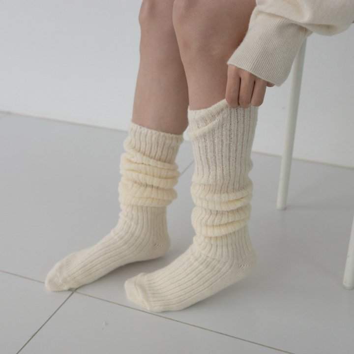 Eeiitt - Korean Women Fashion - #womensfashion - Wool Buckle Rib Knee Socks - 11