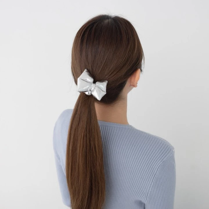 Eeiitt - Korean Women Fashion - #womensfashion - Ring Silver Ribbon Hair Scrunchie - 9