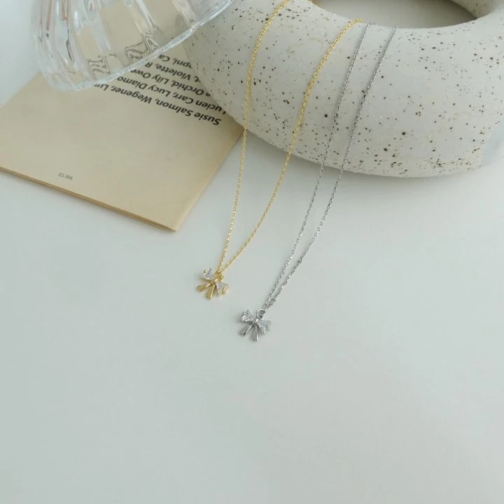 Eeiitt - Korean Women Fashion - #womensfashion - Mini Cute Butterfly Ribbon Necklace - 2