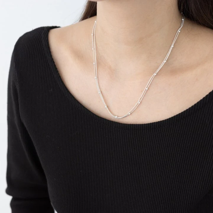 Eeiitt - Korean Women Fashion - #womensfashion - Layered Mini Ball Double Necklace