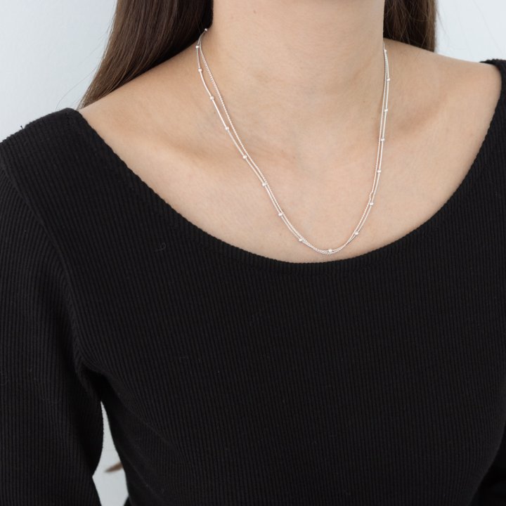 Eeiitt - Korean Women Fashion - #womensfashion - Layered Mini Ball Double Necklace - 7