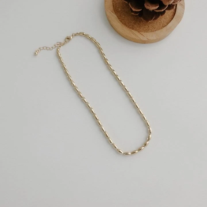 Eeiitt - Korean Women Fashion - #momslook - Simple Rice Necklace - 4