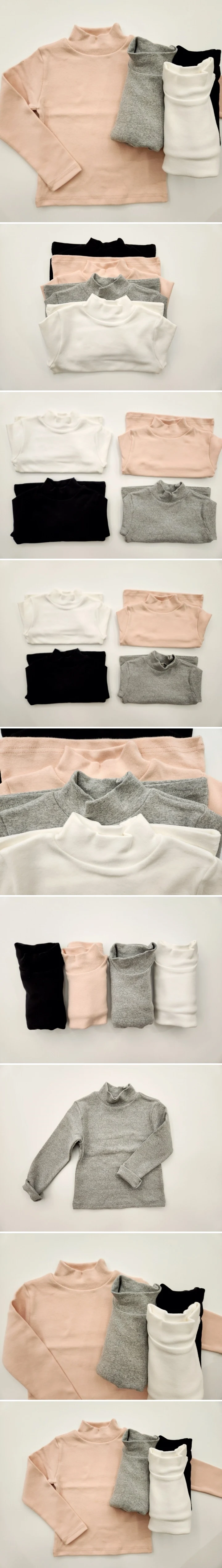 Ellykiki - Korean Children Fashion - #fashionkids - Peach Turtleneck Tee